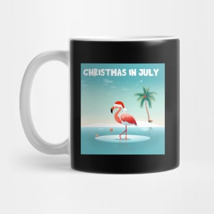 Xmas in July, Funny Flamingo Santa Tropical Christmas Mug